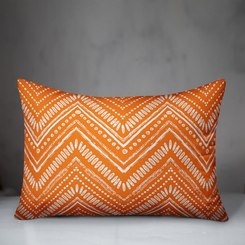 Chevron Outdoor Throw Pillow, No Fill, Orange/Cream