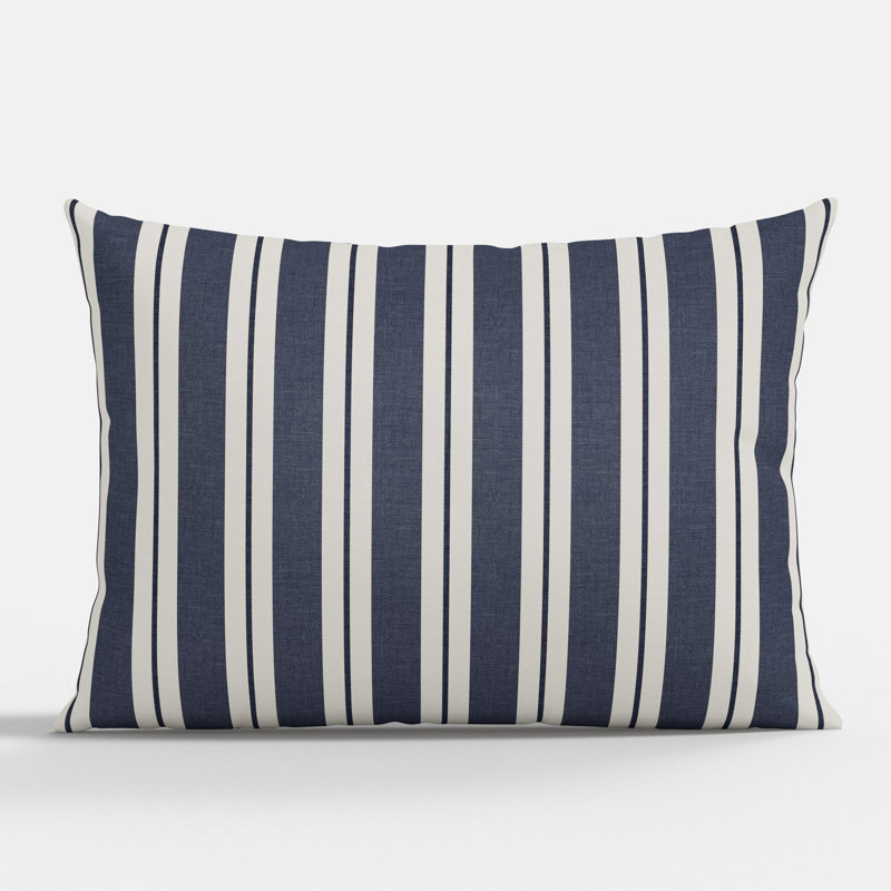 Coussin décoratif d'intérieur à rayures bleu marine Anderson, Rayures bleu marine, Rectangle H 15 po x l 22 po