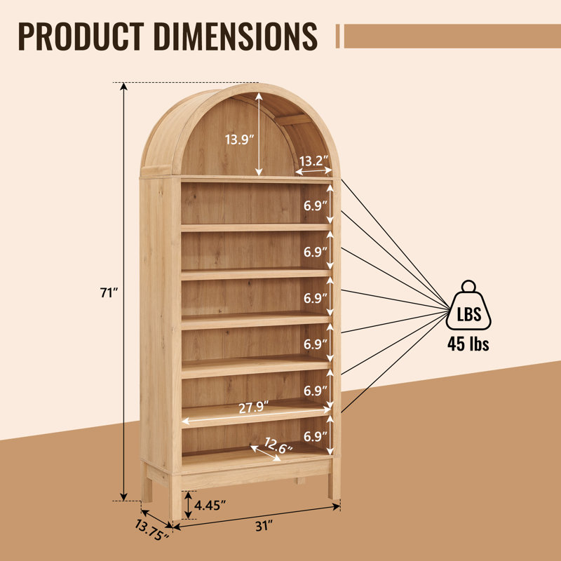 Manufactured Wood Freestanding Bathroom Cabinet, Natural, 71" H x 31" W x 13.75" D