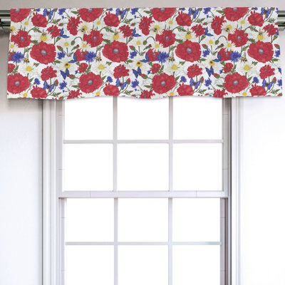 Sateen Floral Ruffled Window Valance