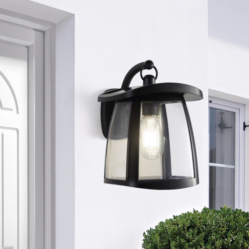 10"H Black Outdoor 1-Light Solar Wall Light Sconce， Waterproof IP54