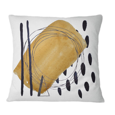 Coussin décoratif abstrait à motif géométrique abstrait brun et noir