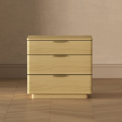 Payton 26" W Modern 3-Drawer Nightstand in Natural Oak with Gold Legs