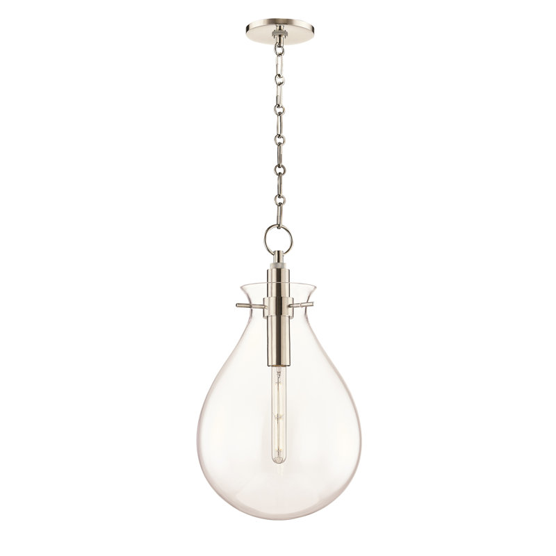 Hudson Valley Ivy Dimmable Single Light Pendant, Polished Nickel, 22.75" H x 12.5" W x 12.5" D