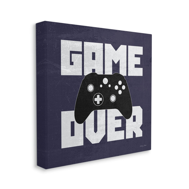 «Game over Blue», expression graphique sur bois, H 36 po x l 36 po x P 1,5 po, Toile tendue