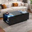 Table basse à 2 tiroirs avec compartiment de rangement ouvert et 2 tiroirs cachés-1247756101