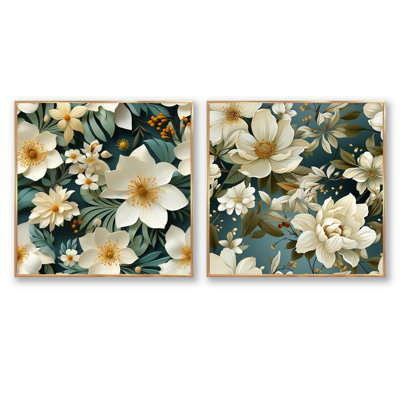 Alencon - Ensemble de 2 collages floraux carrés