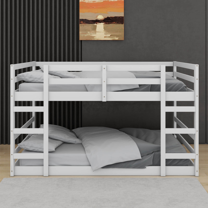 Full Over Full Bunk Bed With 2 Ladders, White
