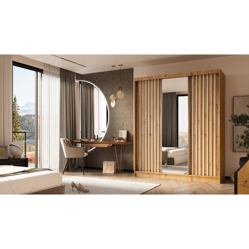 Brisen 3 Door Sliding Wardrobe, Light Brown