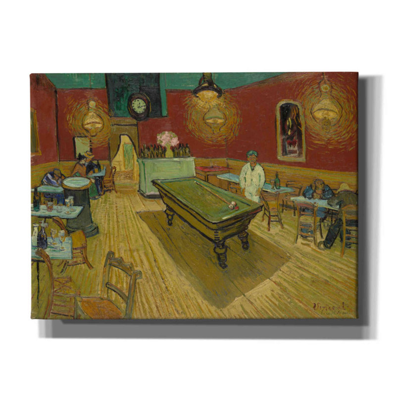 «Le Cafe De Nuit» sur toile par MASTERS, H 12 po x l 16 po x P 0,75 po