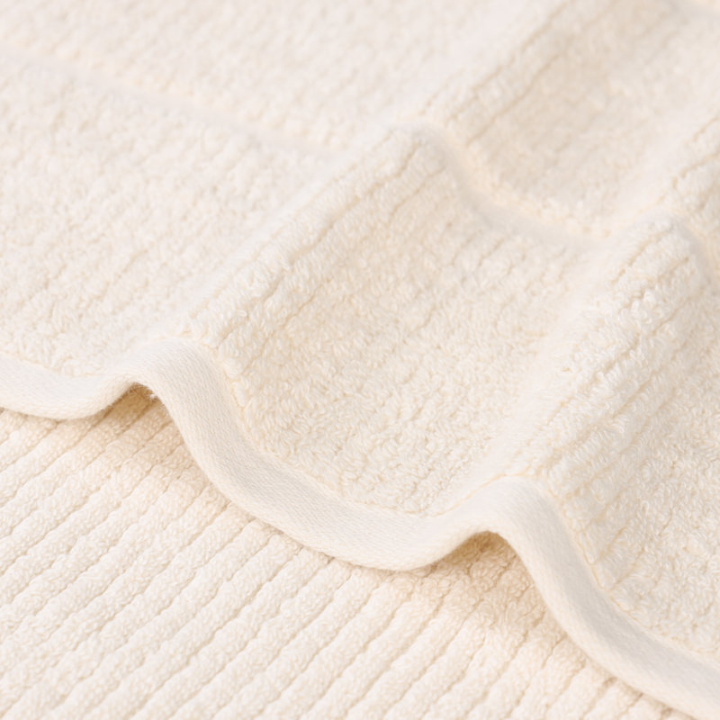 Milo Smart Twist Viscose Cotton Blend Medium Weight Quick Dry Solid Ribbed 9 Piece Bath Towel Set, Ivory, 9 Piece Towel Set
