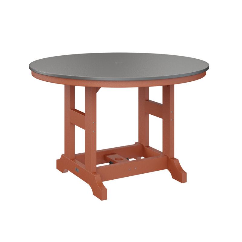 Table de bar ronde Berlin Garden, Acier inoxydable martelé, Orange mangue, H 39,5 po x l 48 po x P 48 po