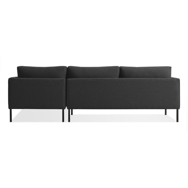 Paramount Chaise Sectional, Black, Sanford Oatmeal Basketweave, Right Hand Facing