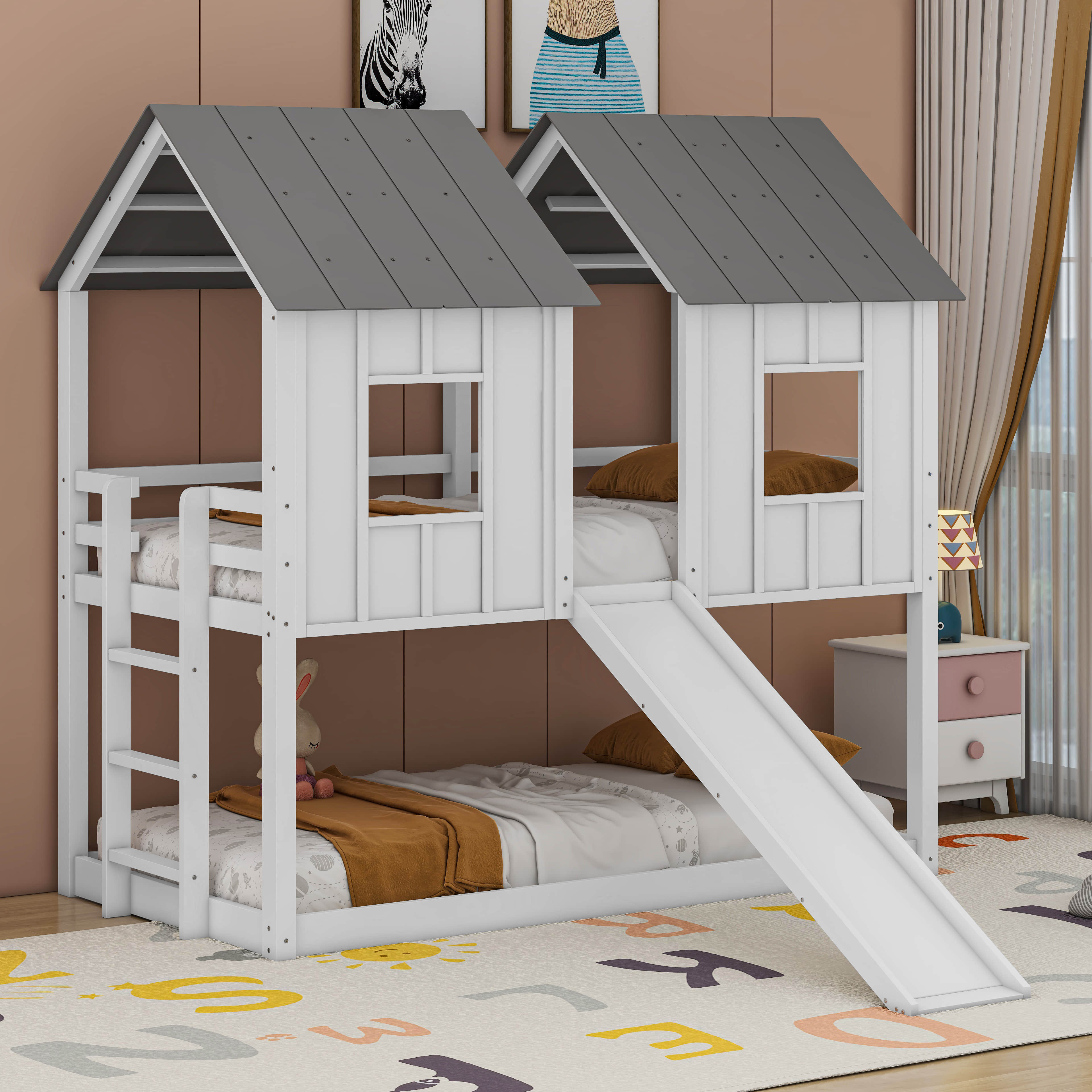 Harper Orchard Brunwood Kids Twin Over Twin Bunk Bed - Wayfair Canada