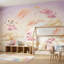 Papier peint pastel ciel, aquarelle, nuages, oiseaux, silhouettes-129174803-129174807