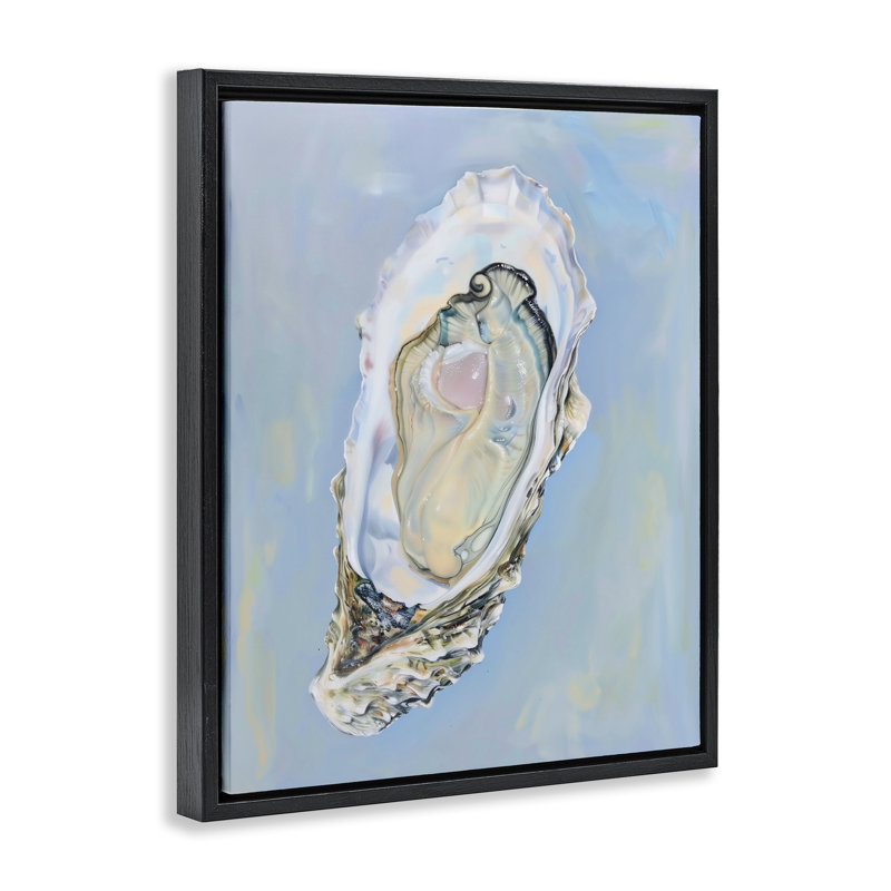  "Oyster détaillée sur toile encadrée bleue" par Arlington Prints, H 21 po x l 17 po, Cadre flottant noir de jais