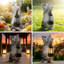 Statue de jardin pour chat 10 pouces avec lanterne solaire, statue solaire, décoration en résine pour patio, pelouse et espaces extérieurs