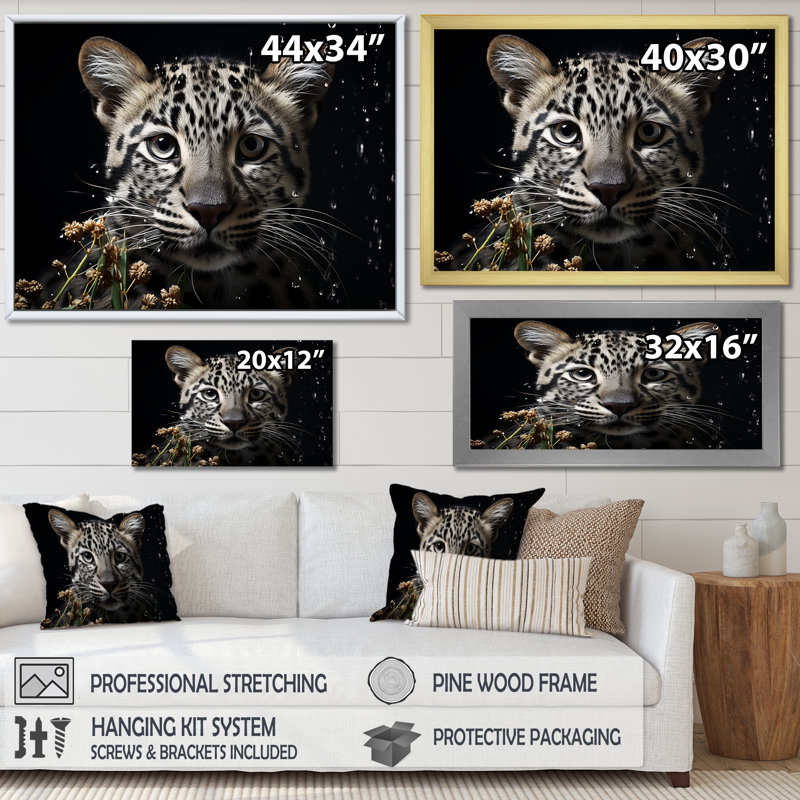 «Majestic Leopard Nightwatcher», reproduction sur toile, H 16 po x l 32 po x P 1 po, Toile tendue