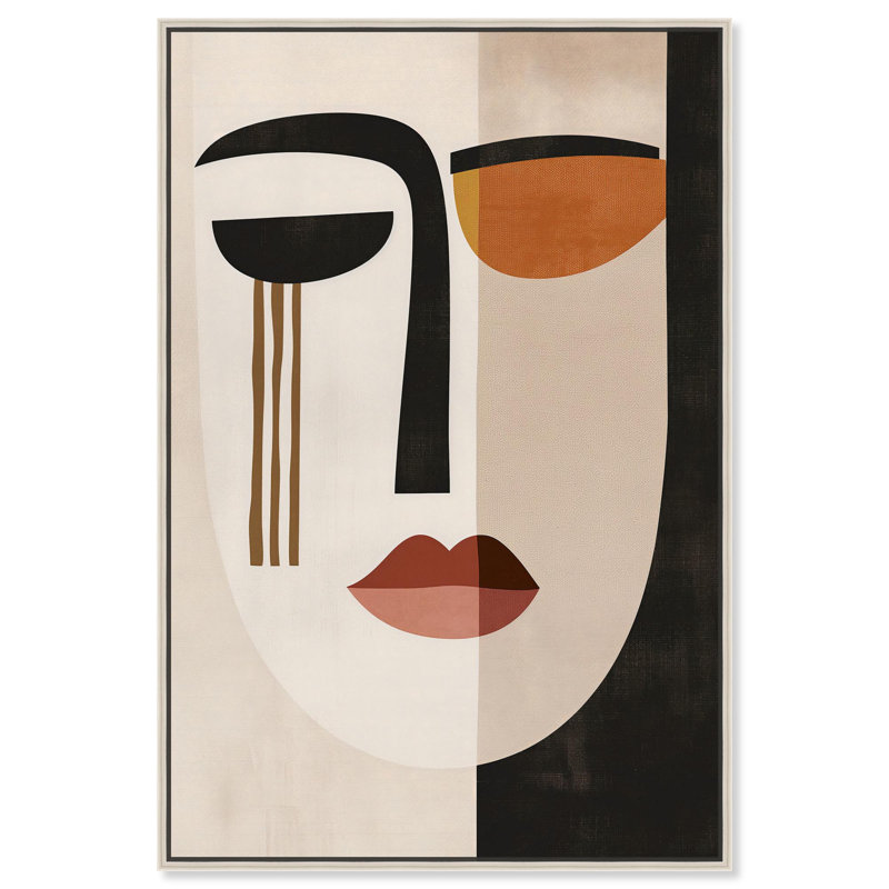 «Face Moderne III» par Art Remedy, Cadre flottant, H 16 po x l 11 po, Noir