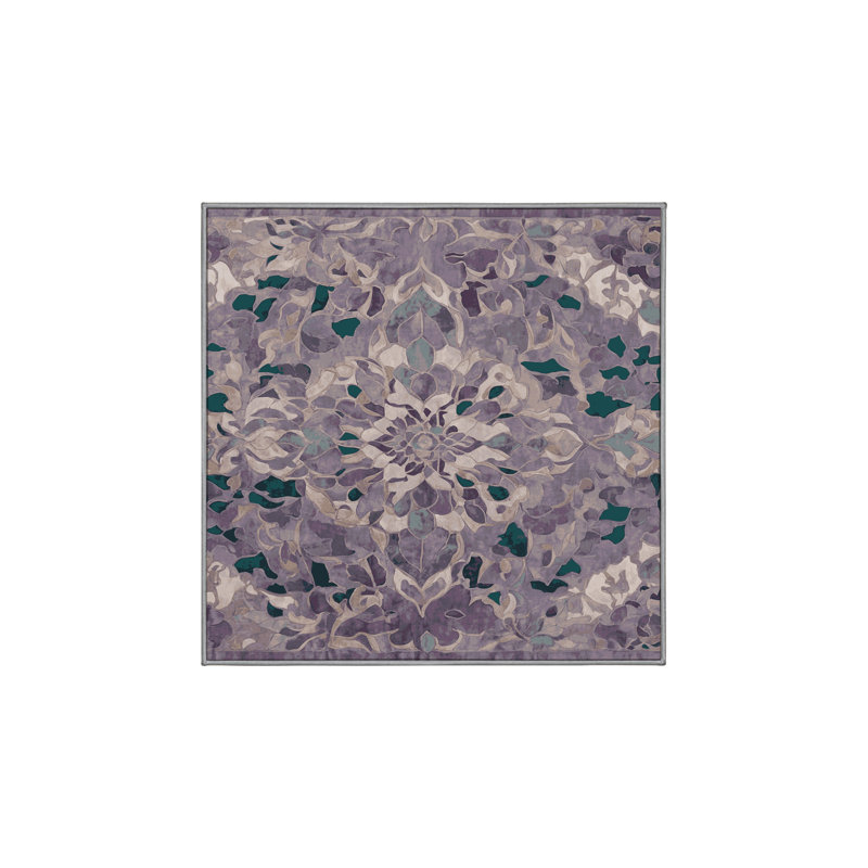 Machine Washable Pink Area Rug, Square 7'