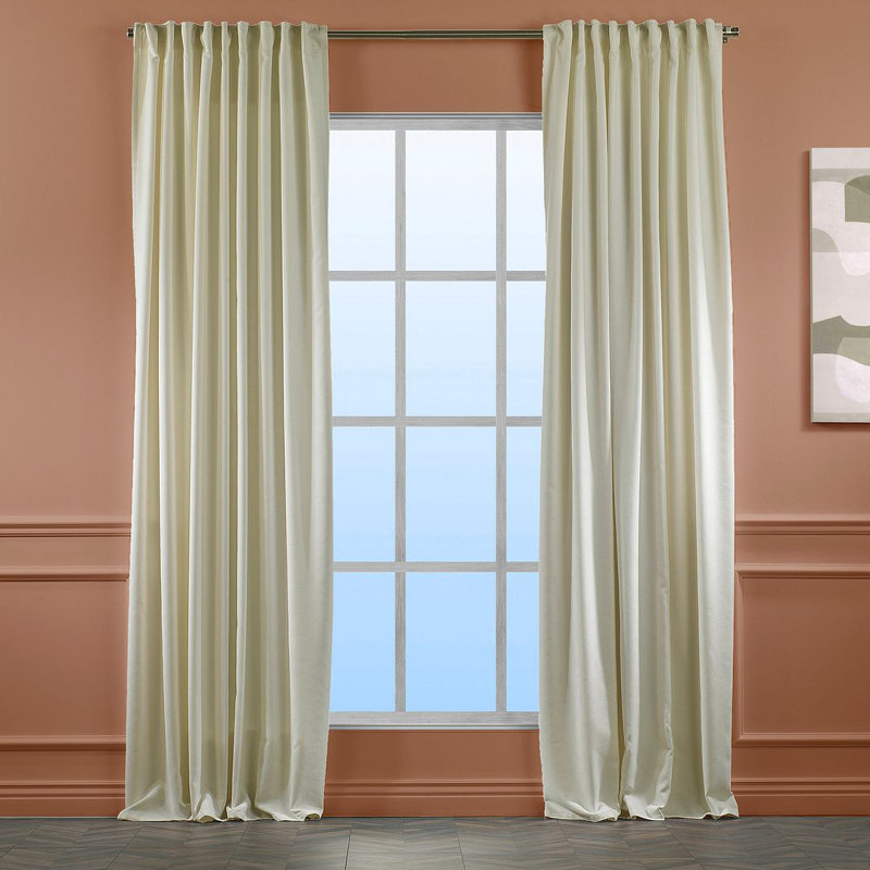 Blackout Thermal with Liner Extra Long & Extra Wide Decorative Curtain Single Panel, 280cm Width x 225cm Drop, Cream