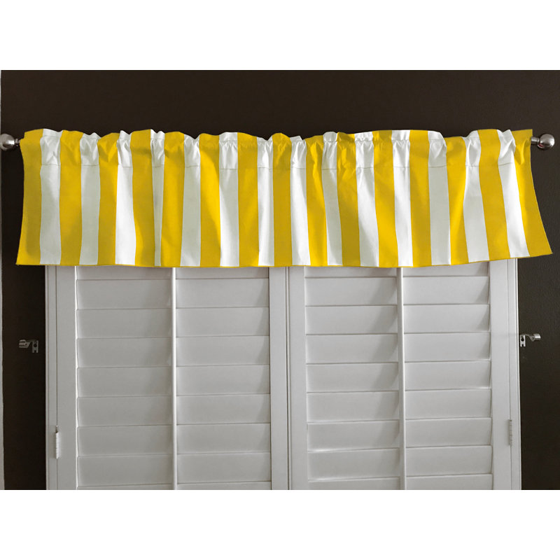 Cantonnière sur mesure en mélange de coton rayé 58 po Lashea, L 58 po x L 32 po, Jaune/blanc