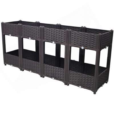Planter Raised Beds - Elevated Planter Garden Box With Drainage Plug Raised Garden Beds For Vegetable/Flower/Herb Outdoor Standing Planter Beds Gardening Kit,Brown,63"X15.7"X27.7"