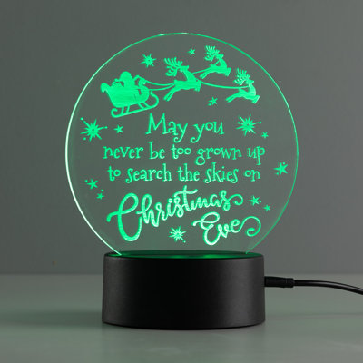 Never Too Grown up on Christmas Eve Christmas LED Night Light on Acrylic Design Insert