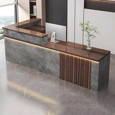 Minimalist L-Shaped Reception Desk with Corner Storage Cabinet-63 inches