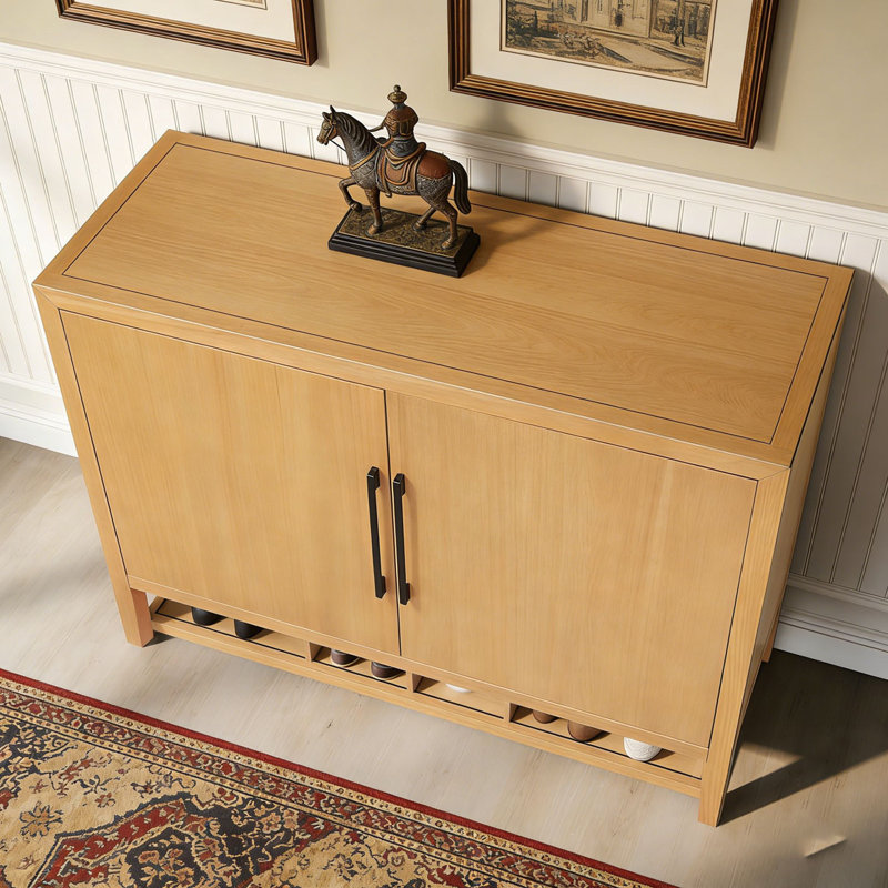 47.25-Inch Storage Cabinet with Metal Handles,Pine Veneer and 2 Doors, Natural