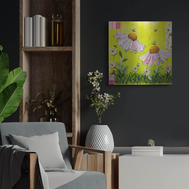 Art mural en métal luxueux «Spring Delight» par Carrie Sharp, 24 po x 24 po, 24" H x 24" W