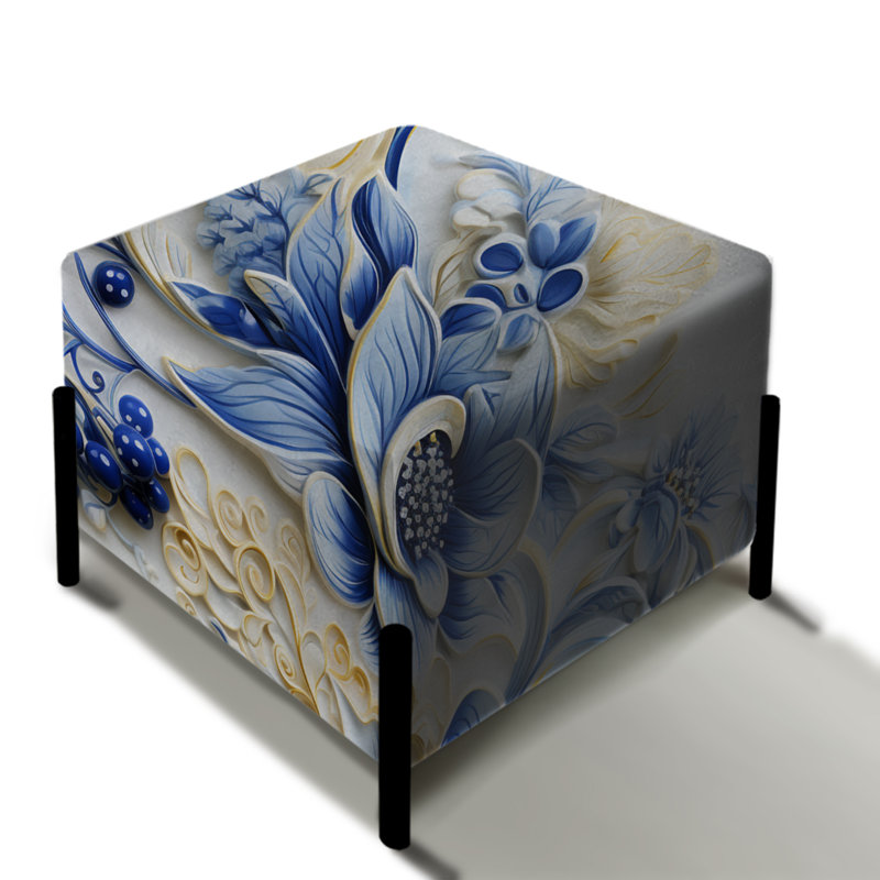 Nautical Allure Paisley Pattern V - Paisley Square Ottoman