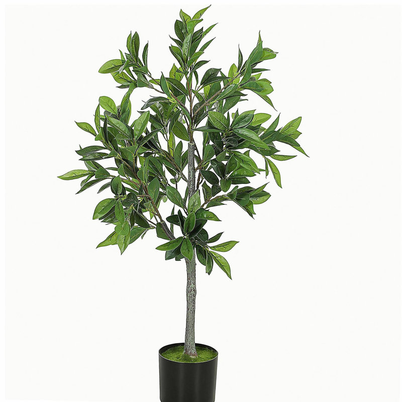 Fausse plante en pot, arbre artificiel réaliste Laurel, vert