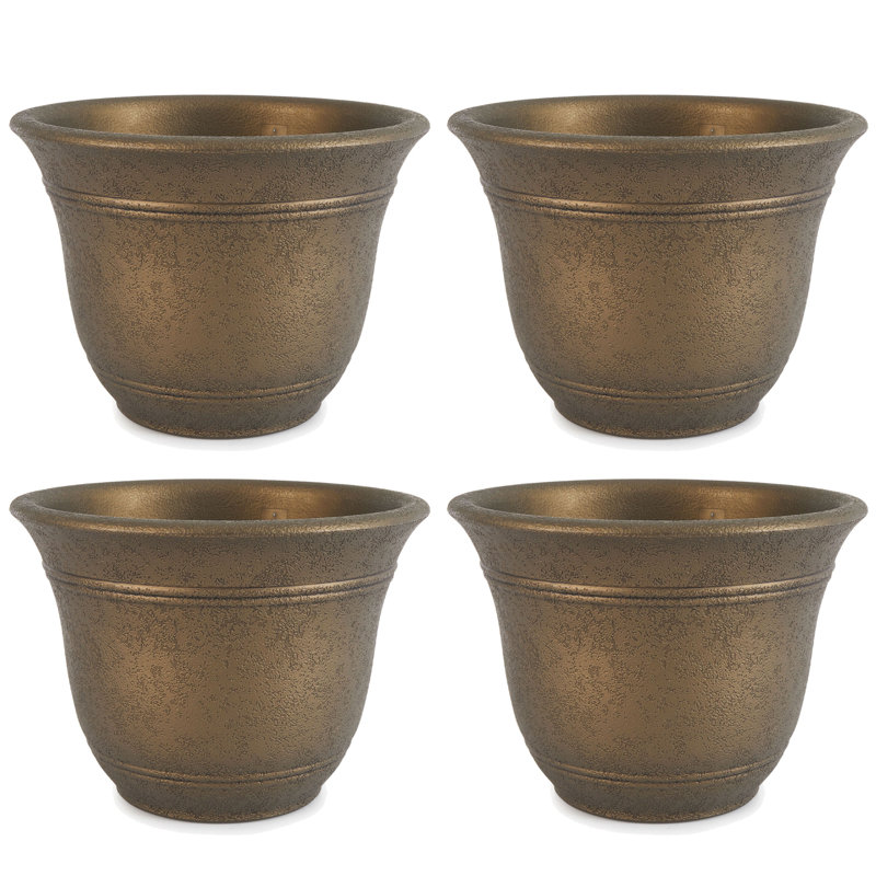 Pot à fleurs Sayoko, H 7,38 po x l 10 po x P 10 po, Bronze