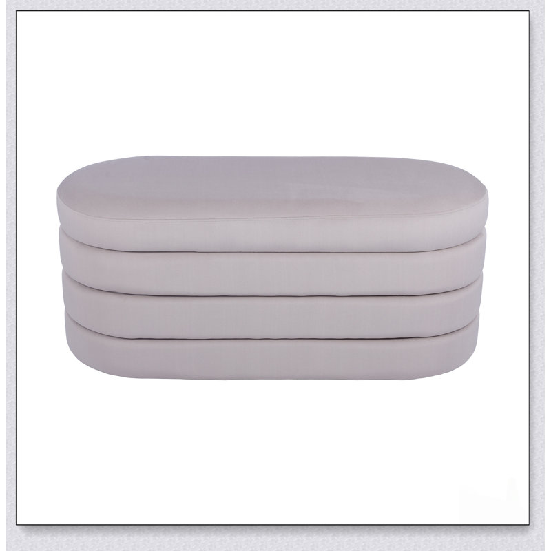 Luxueux banc repose-pieds en velours avec rangement spacieux, parfait pour les espaces de vie modernes et élégants
