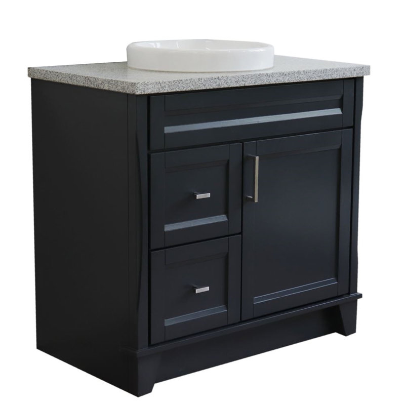 37'' Single Bathroom Vanity with Top, Dark Gray, Gray