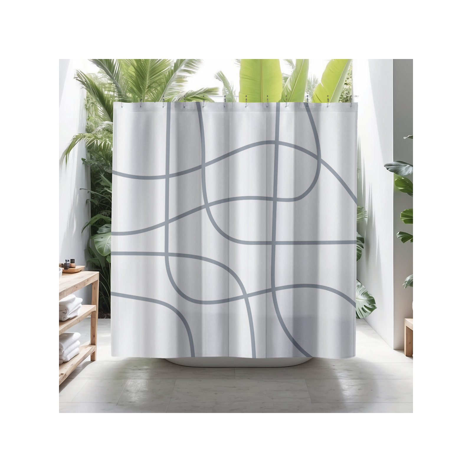 Coco Polyester Shower Curtain, Gray