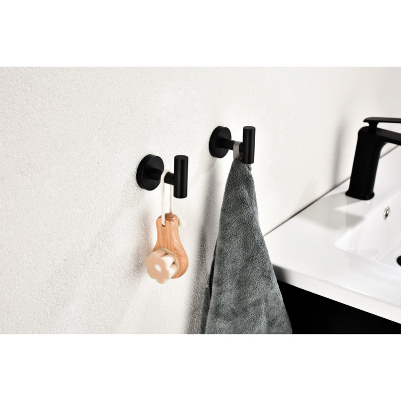 Crochet à serviettes noir mat en acier inoxydable 304 6 pour salle de bain