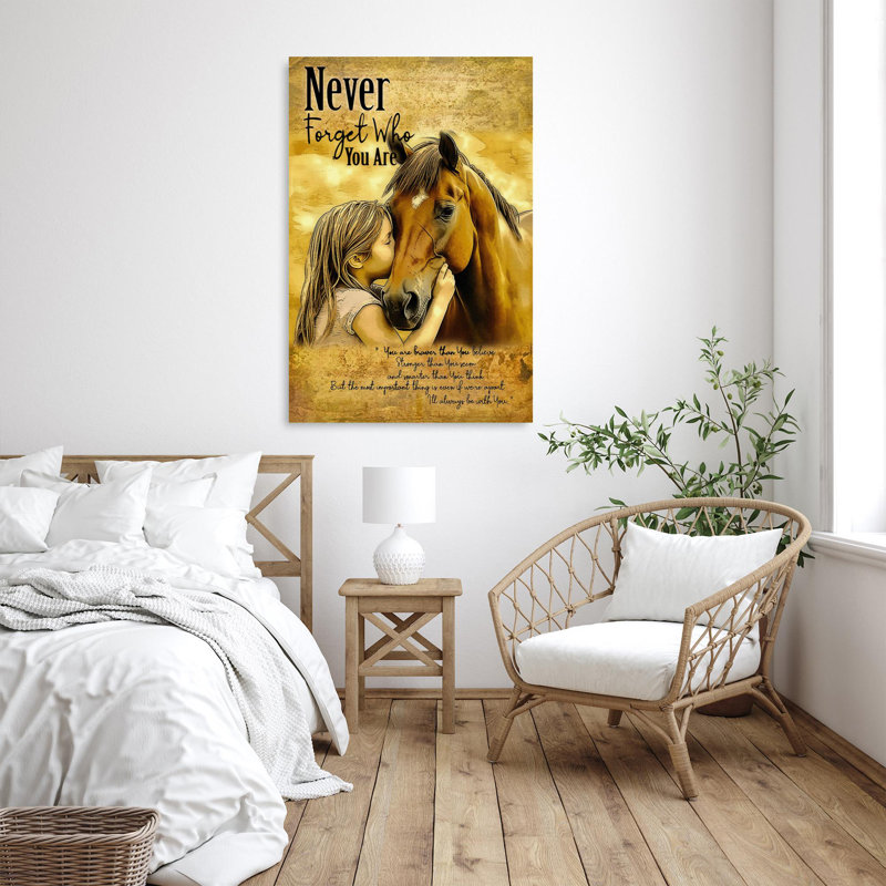 «Never Forget Who You Are» - 1 pièce, rectangle graphique «Never Forget Who You Are», reproduction d'art graphique sur toile tendue