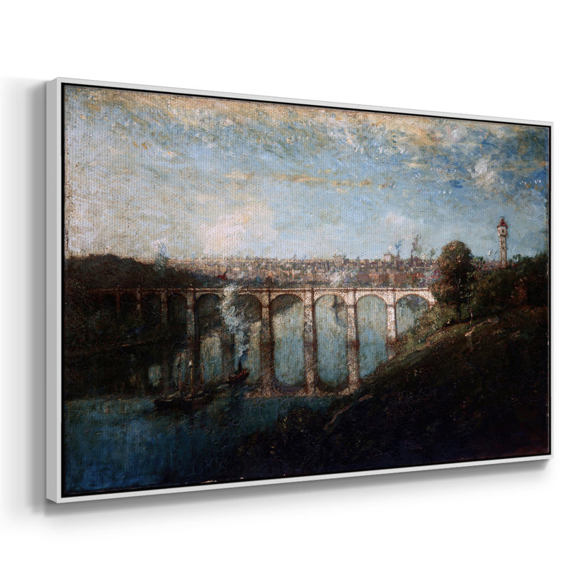 Paysage rétro - DXI, H 17 po x l 25 po x P 2 po, Toile encadrée flottée blanche