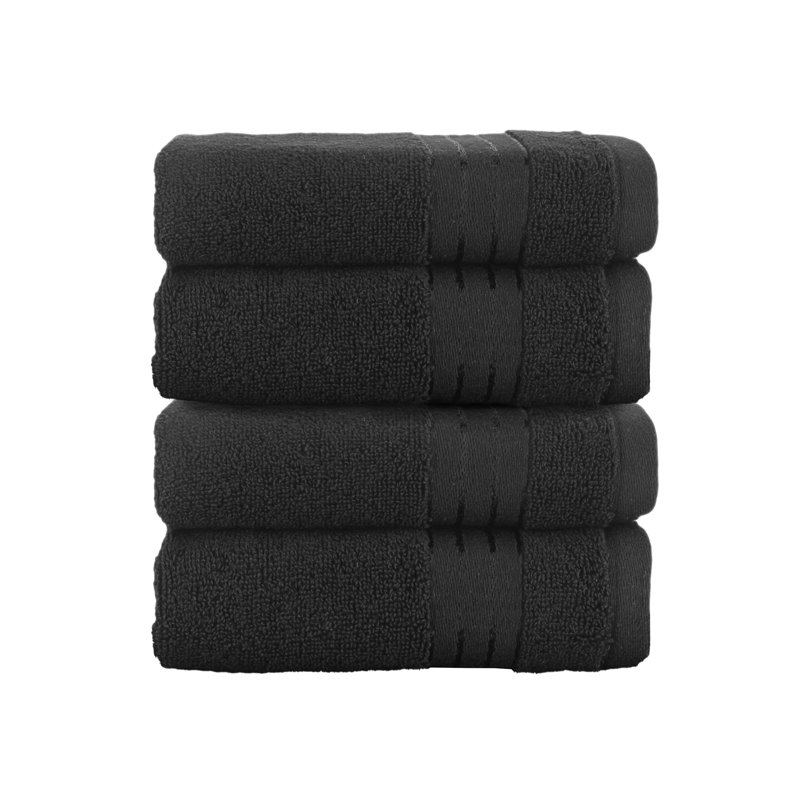 Elegant Comfort 100% Turkish Cotton 4-Piece Towel Set – Ultra Soft, Highly Absorbent, Quick Dry Bathroom Towels, Black