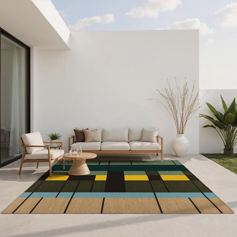 Tapis intérieur et extérieur Tesselated Terrain, Rectangle 9 pi x 12 pi