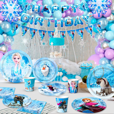 Vaisselle Frozen Birthday Party Decorations, 120 pièces d'assiettes congelées et fournitures de fête