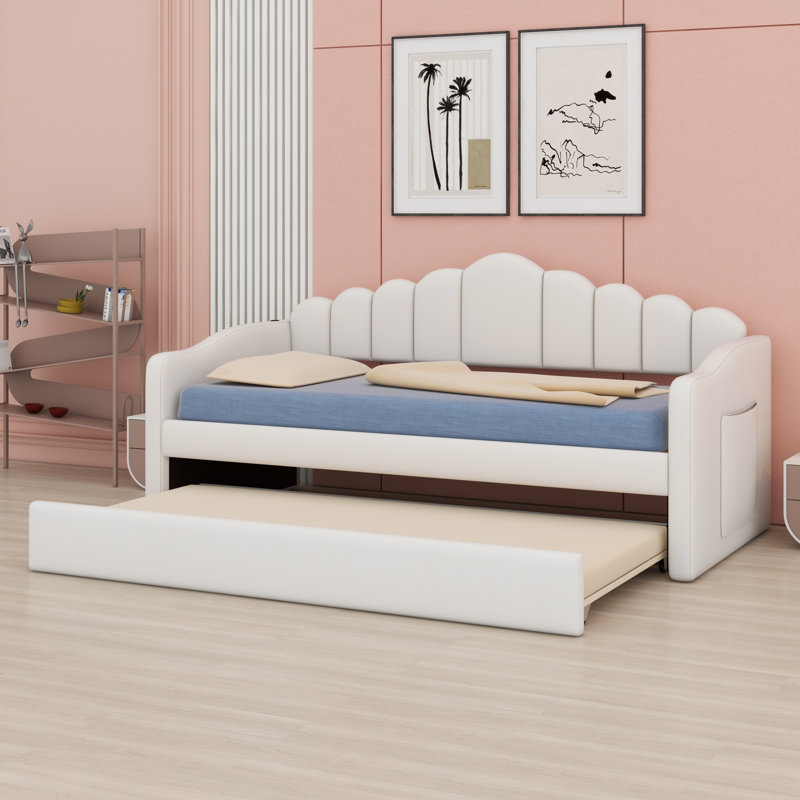 Lit de jour rembourré avec couchette, Beige