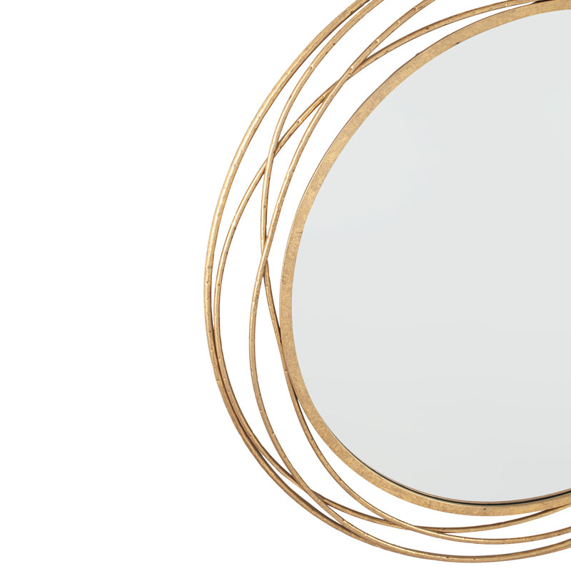 Javin Round Metal Swirl Framed Wall Mounted Accent Mirror, Gold