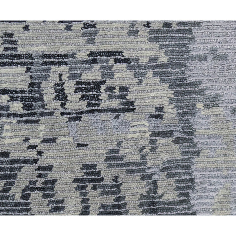 Tapis noir et gris anthracite noué à la main de haute qualité, Rectangle 10 pi 2 po x 13 pi 10 po
