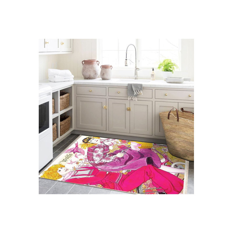 Multicolor Women on Bicycles Patterned Creative Modern Decorative Rug, Rectangle 2'6" x 4'11" Rug Pad Included