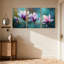 Plantes et fleurs, fleurs de magnolia mauves sur branches, ensemble de 3 impressions sur toile-133275971