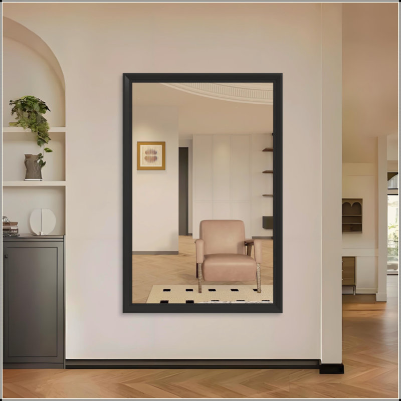 Miroir de salle de bain rectangulaire surdimensionné moderne pour salle de bain, 60 po x 40 po, Noir