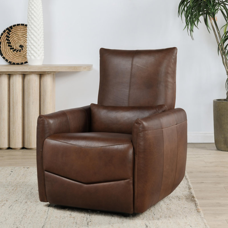 Thaya Leather Power Recliner Chair, Antique Brown Genuine Leather
